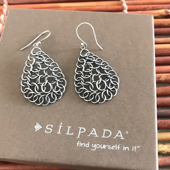 Silpada Sterling Silver French Wire Filigree Open Weave Drop Earrings - Picture 3 of 5